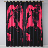 Pink Heart Hand Gesture Woman Silhouette Pop Art Contemporary Artistic Home Decor Readymade Eyelet Ring Top Thermal 100% Blackout Curtains