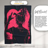 Pink Heart Hand Gesture Woman Silhouette Pop Art, All Season Comfort, Gift for Adults and Teens - Super Soft Fleece Blanket Bed Sofa Throw