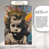 Crowned Angel Child Colourful Urban Collage Portrait, Lightweight Comfortable Decorative Accent - Super Soft Fleece Blanket Bed Sofa Throw