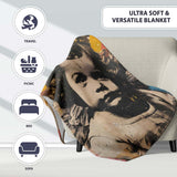 Crowned Angel Child Colourful Urban Collage Portrait, Lightweight Comfortable Decorative Accent - Super Soft Fleece Blanket Bed Sofa Throw