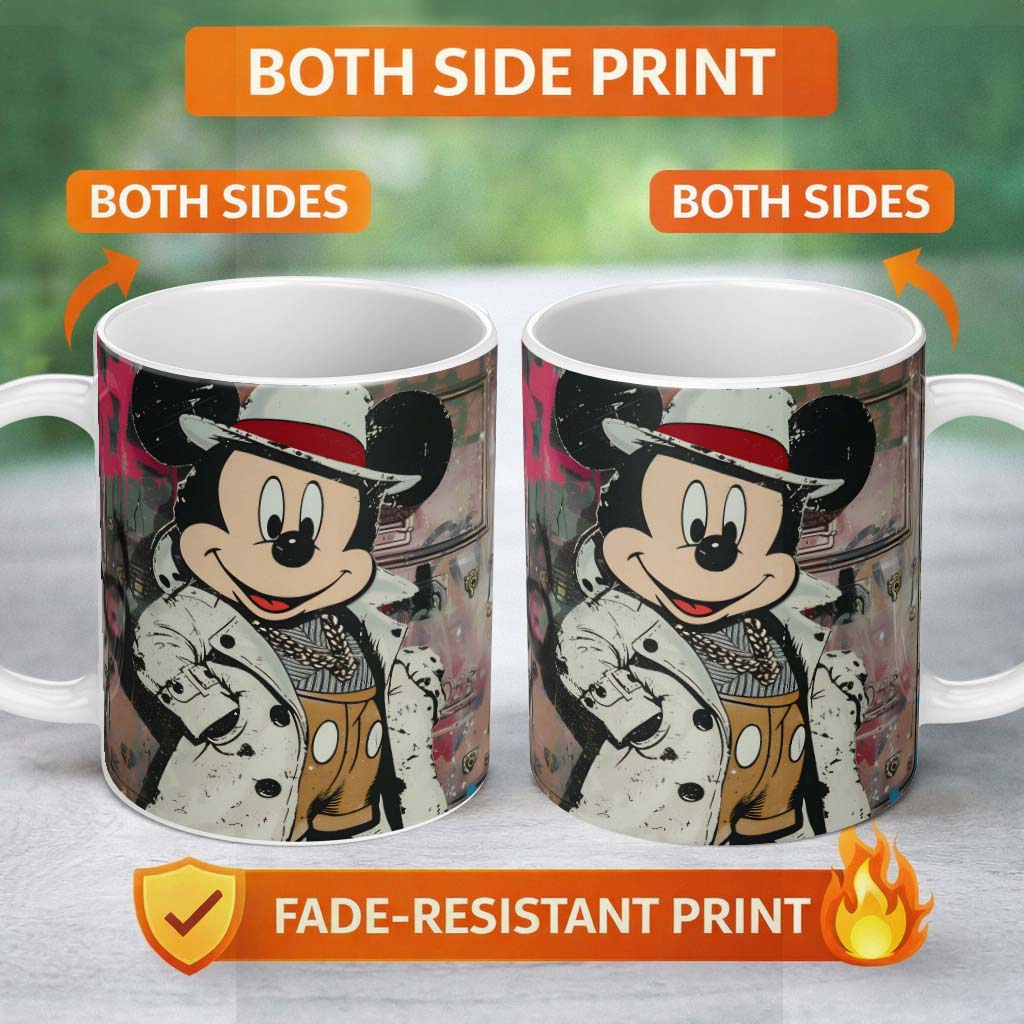 Vintage Cartoon Mouse Fashion Streetwear Graffiti Urban Pop Art 11oz Ceramic Coffee Tea Mug White Large Handle