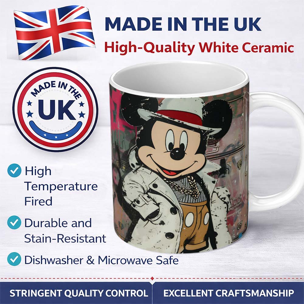 Vintage Cartoon Mouse Fashion Streetwear Graffiti Urban Pop Art 11oz Ceramic Coffee Tea Mug White Large Handle