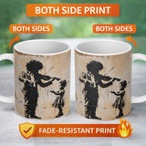 Street Violin Player Child Silhouette Urban Graffiti Artwork 11oz Ceramic Coffee Tea Mug White Large Handle