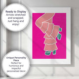 Pink Ruffle Cowgirl Boots Fashion Illustration Canvas Wall Art Print Decor Picture Ready to Hang