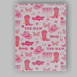 Pink Disco Cowgirl Western Boots Hats Butterfly Repeat Pattern Canvas Wall Art Print Decor Picture Ready to Hang