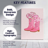 Pink Cowgirl Boots Gingham Cowboy Hat Ribbon Bow Canvas Wall Art Print Decor Picture Ready to Hang
