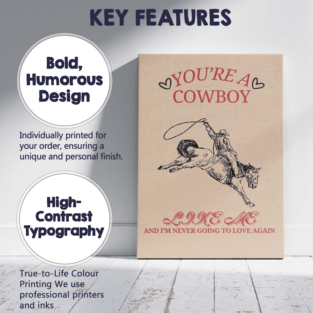 Youre A Cowboy Like Me Western Rodeo Quote Canvas Wall Art Print Decor Picture Ready to Hang