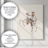Western Cowboy Skeleton Riding Horse Illustration Canvas Wall Art Print Decor Picture Ready to Hang