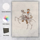 Western Cowboy Skeleton Riding Horse Illustration Canvas Wall Art Print Decor Picture Ready to Hang