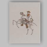 Western Cowboy Skeleton Riding Horse Illustration Canvas Wall Art Print Decor Picture Ready to Hang