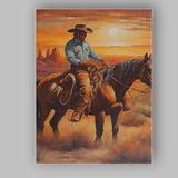Western Cowboy Horse Desert Sunset Painting Canvas Wall Art Print Decor Picture Ready to Hang