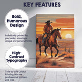 Western Cowboy Riding Horse Desert Sunset Artwork Canvas Wall Art Print Decor Picture Ready to Hang