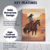 Western Cowgirl Riding Horse Desert Landscape Canvas Wall Art Print Decor Picture Ready to Hang