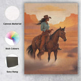 Western Cowgirl Riding Horse Desert Landscape Canvas Wall Art Print Decor Picture Ready to Hang