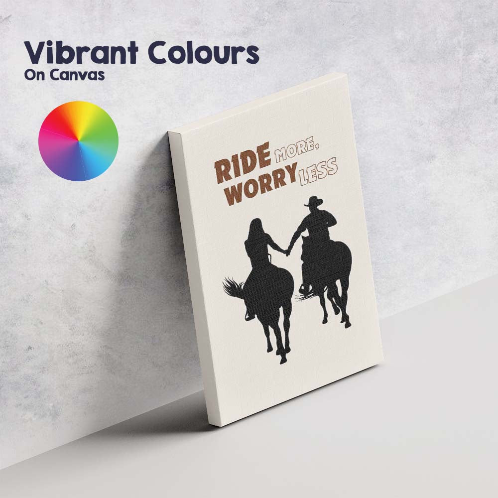 Ride More Worry Less Western Horse Riding Quote Canvas Wall Art Print Decor Picture Ready to Hang