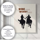 Ride More Worry Less Western Horse Riding Quote Canvas Wall Art Print Decor Picture Ready to Hang