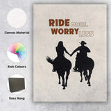 Ride More Worry Less Western Horse Riding Quote Canvas Wall Art Print Decor Picture Ready to Hang