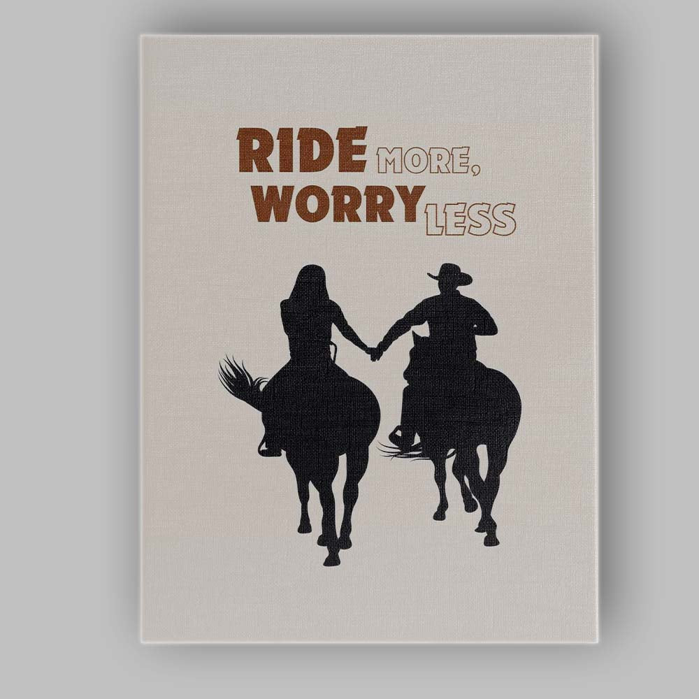 Ride More Worry Less Western Horse Riding Quote Canvas Wall Art Print Decor Picture Ready to Hang