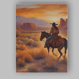 Western Cowboy Riding Through Desert Sunset Landscape Canvas Wall Art Print Decor Picture Ready to Hang