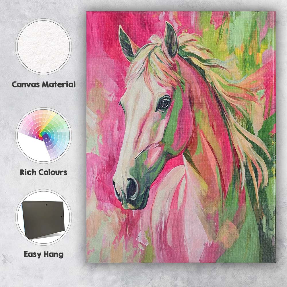 Colourful Expressive Horse Portrait Abstract Painting Canvas Wall Art Print Decor Picture Ready to Hang