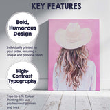 Minimalist White Cowgirl Hat Back View Portrait Canvas Wall Art Print Decor Picture Ready to Hang