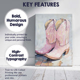 Soft Pink Western Cowboy Boots Oil Painting Canvas Wall Art Print Decor Picture Ready to Hang