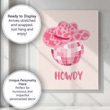 Pink Disco Cowgirl Hat Retro Western Typography Canvas Wall Art Print Decor Picture Ready to Hang