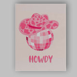 Pink Disco Cowgirl Hat Retro Western Typography Canvas Wall Art Print Decor Picture Ready to Hang