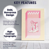 Cute Pink Bow Cowboy Boots Matchbox Illustration Canvas Wall Art Print Decor Picture Ready to Hang