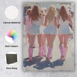Best Friends Pink Cowboy Boots Summer Walk Painting Canvas Wall Art Print Decor Picture Ready to Hang