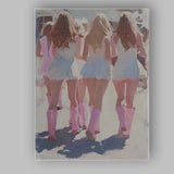 Best Friends Pink Cowboy Boots Summer Walk Painting Canvas Wall Art Print Decor Picture Ready to Hang