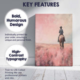 Lone Cowboy Riding Through Pink Prairie Landscape Canvas Wall Art Print Decor Picture Ready to Hang