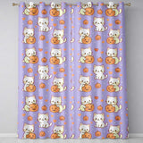 Cute Halloween Cat Pumpkin Animal Pattern  Readymade Eyelet Ring Top Thermal 100% Blackout Curtains