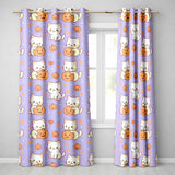 Cute Halloween Cat Pumpkin Animal Pattern  Readymade Eyelet Ring Top Thermal 100% Blackout Curtains