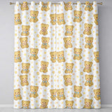 Cute Teddy Bear Bow  Cartoon Animal Pattern  Readymade Eyelet Ring Top Thermal 100% Blackout Curtains