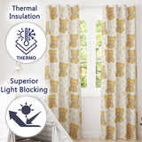 Cute Teddy Bear Bow  Cartoon Animal Pattern  Readymade Eyelet Ring Top Thermal 100% Blackout Curtains