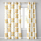 Cute Teddy Bear Bow  Cartoon Animal Pattern  Readymade Eyelet Ring Top Thermal 100% Blackout Curtains