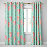 Cute Seahorse Ocean  Cartoon Animal Pattern  Readymade Eyelet Ring Top Thermal 100% Blackout Curtains