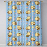 Cute Bee Flower  Cartoon Animal Pattern  Readymade Eyelet Ring Top Thermal 100% Blackout Curtains