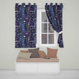 Floral Botanical Purple Flower Pattern  Readymade Eyelet Ring Top Thermal 100% Blackout Curtains