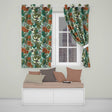 Elegant Floral Leave Blue Background Pattern  Readymade Eyelet Ring Top Thermal 100% Blackout Curtains