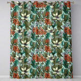 Elegant Floral Leave Blue Background Pattern  Readymade Eyelet Ring Top Thermal 100% Blackout Curtains