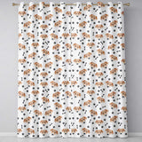 Dog Faces Paw Prints Bones White Background  Readymade Eyelet Ring Top Thermal 100% Blackout Curtains