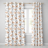 Dog Faces Paw Prints Bones White Background  Readymade Eyelet Ring Top Thermal 100% Blackout Curtains