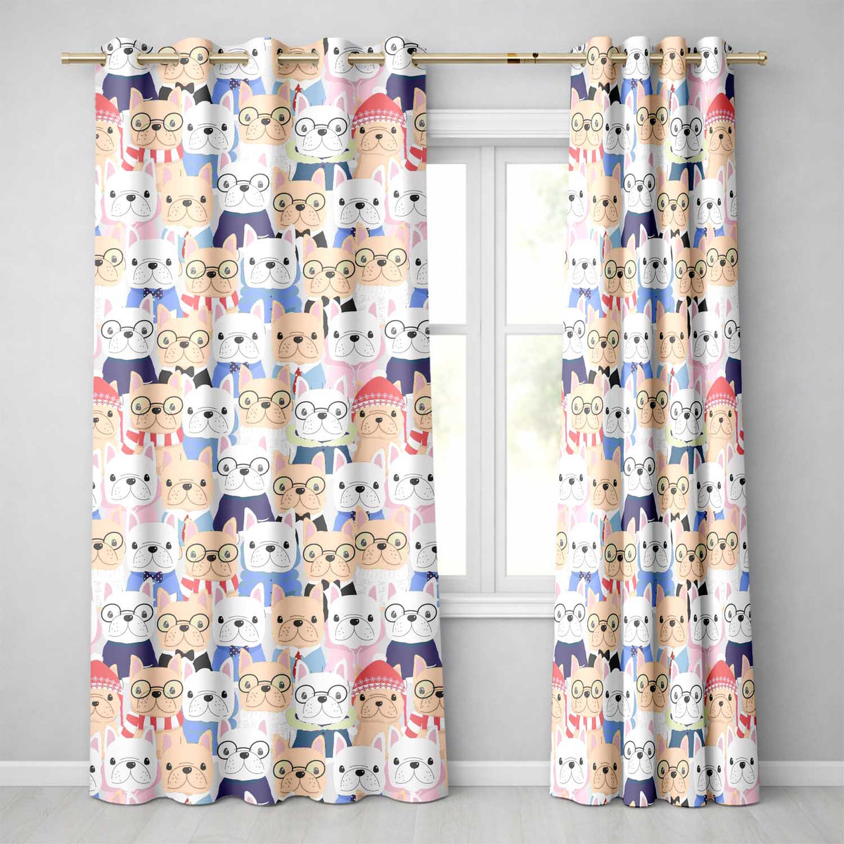 Stylish French Bulldog Dogs Fashion Outfit   Readymade Eyelet Ring Top Thermal 100% Blackout Curtains