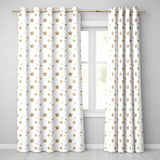 Gold Glitter Stars on White  Pattern  Readymade Eyelet Ring Top Thermal 100% Blackout Curtains