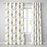 Vintage Pastel Floral  Pattern  Readymade Eyelet Ring Top Thermal 100% Blackout Curtains