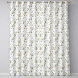Blue Floral Vintage Blossom  Cream Background  Readymade Eyelet Ring Top Thermal 100% Blackout Curtains