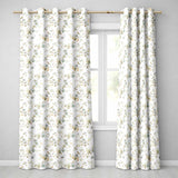 Blue Floral Vintage Blossom  Cream Background  Readymade Eyelet Ring Top Thermal 100% Blackout Curtains