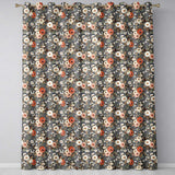 Vintage Floral Rose  Sage Green Background  Readymade Eyelet Ring Top Thermal 100% Blackout Curtains